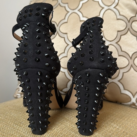 Zara Embellished Studded Punk High Heels in Faux suede - 38 - Picture 3 of 16